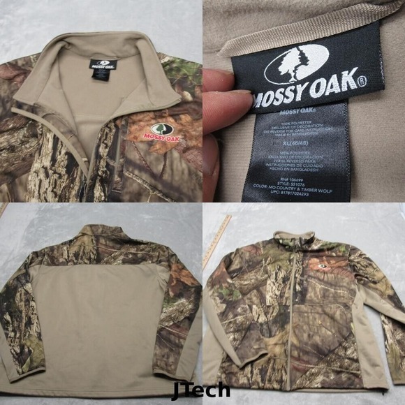 Mossy Oak Fleece Mens XL Brown Camouflage Zip‎ Pockets Full Zip Duck Hunting - Picture 1 of 16